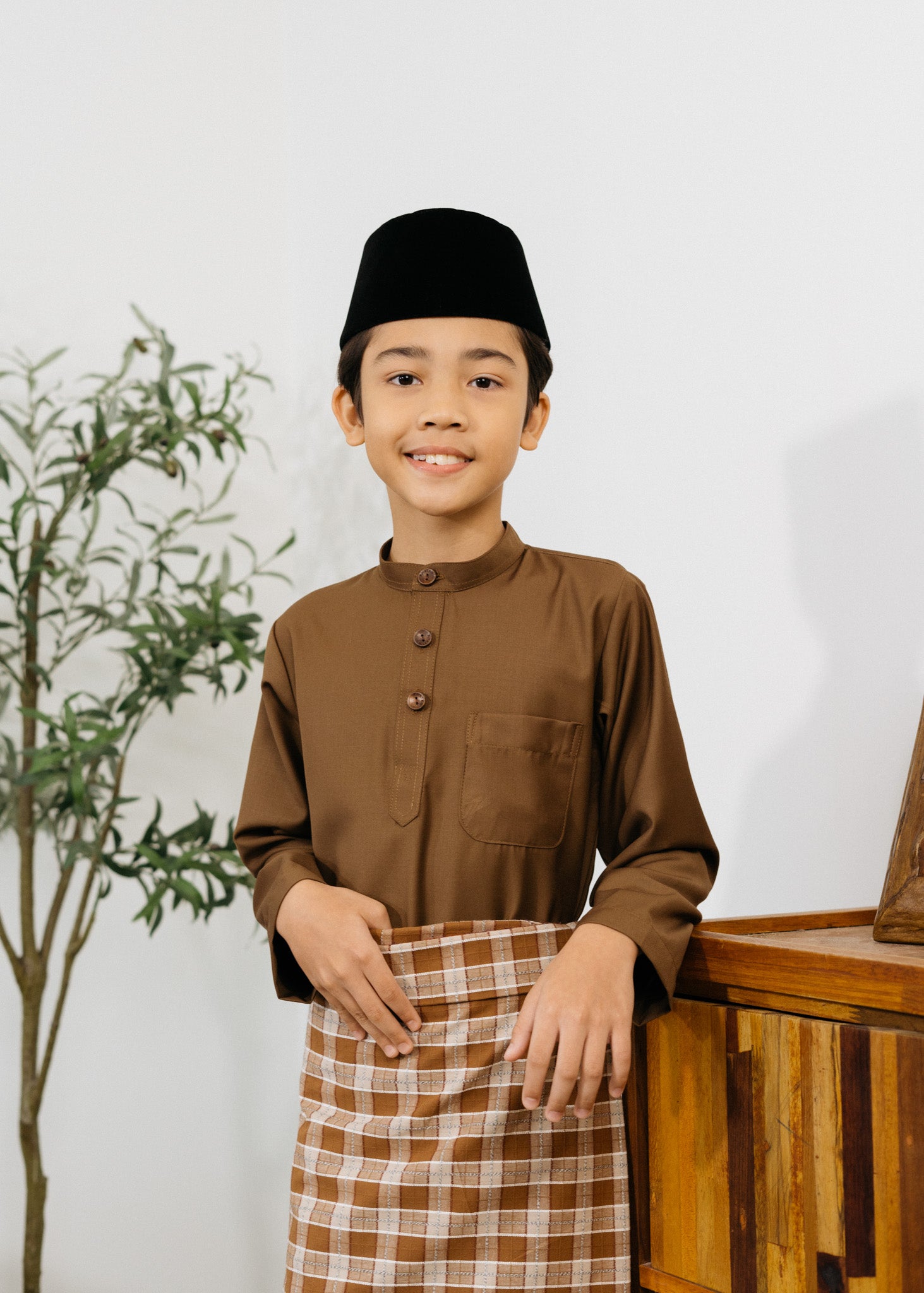 Patawali Boys Baju Melayu Cekak Musang - Dark Brown