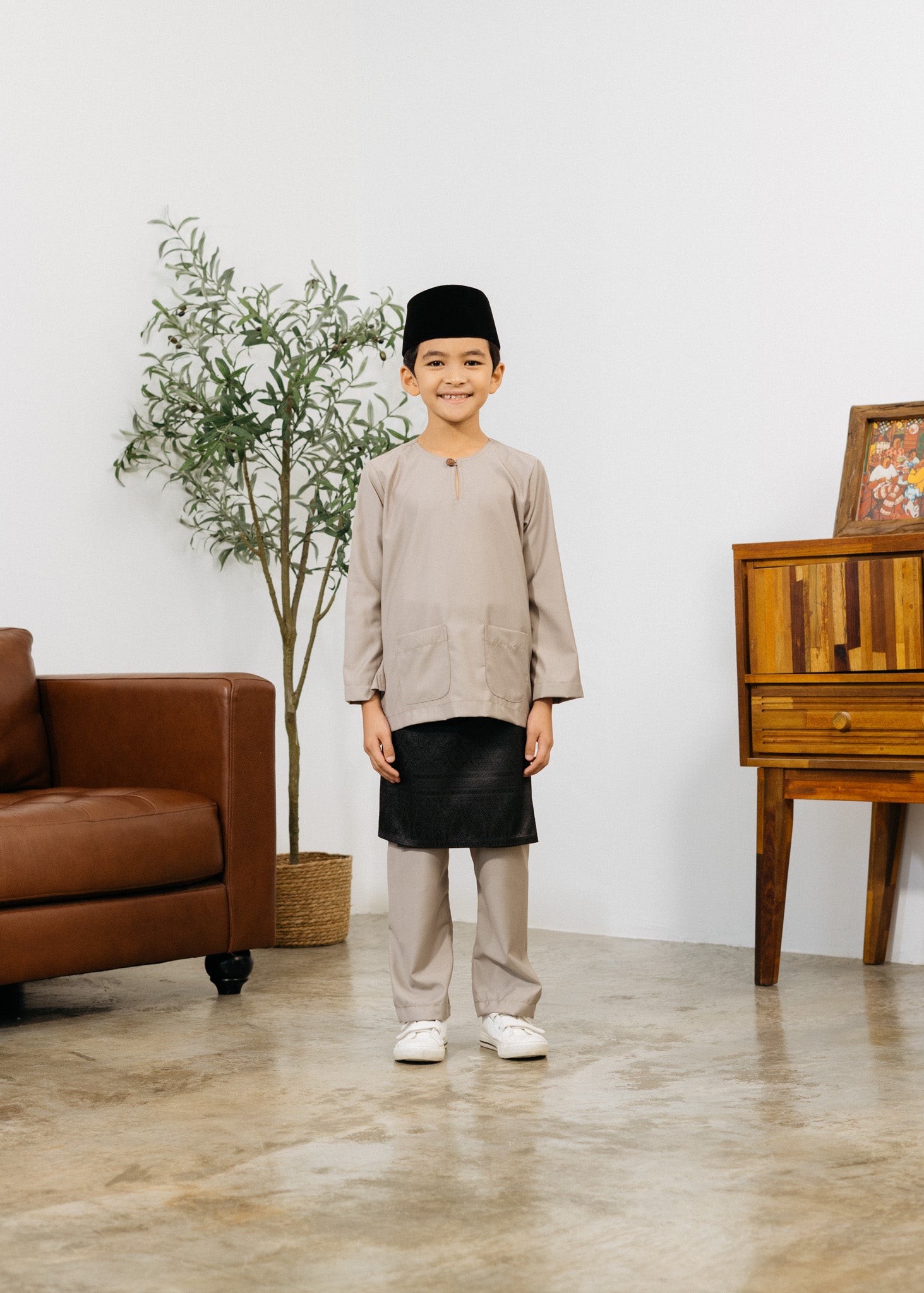 Patawali Boys Baju Melayu Teluk Belanga - Coin Grey