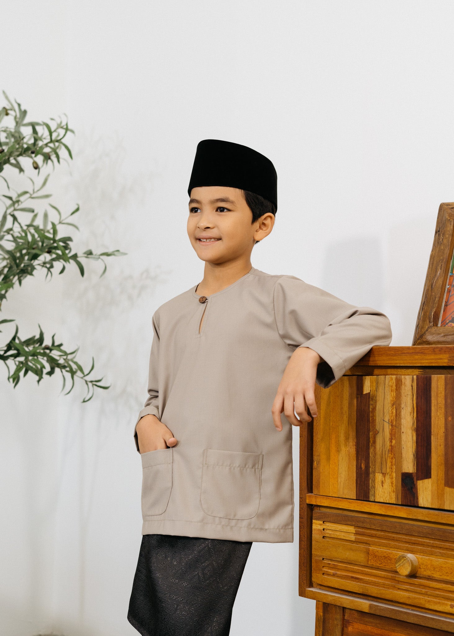Patawali Boys Baju Melayu Teluk Belanga - Coin Grey