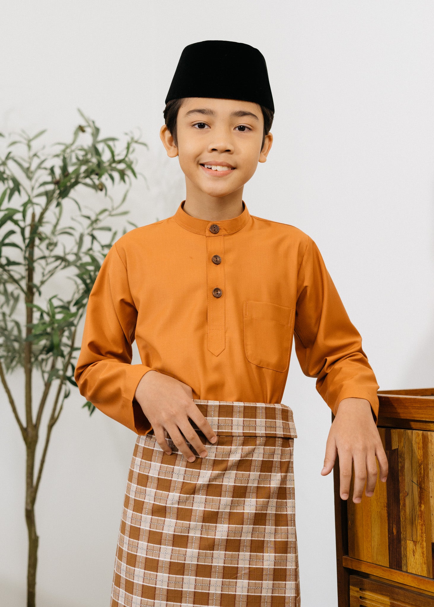 Patawali Boys Baju Melayu Cekak Musang - Copper Brown