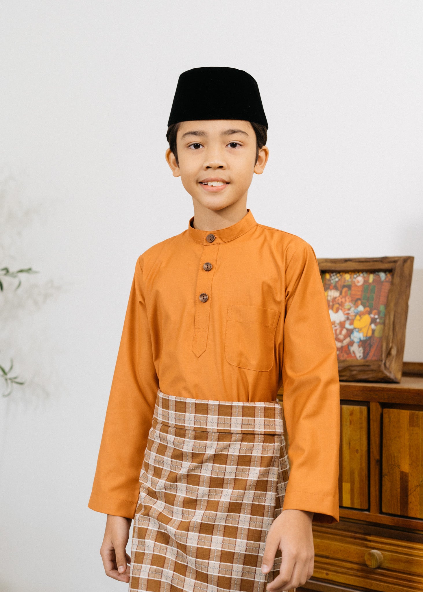 Patawali Boys Baju Melayu Cekak Musang - Copper Brown