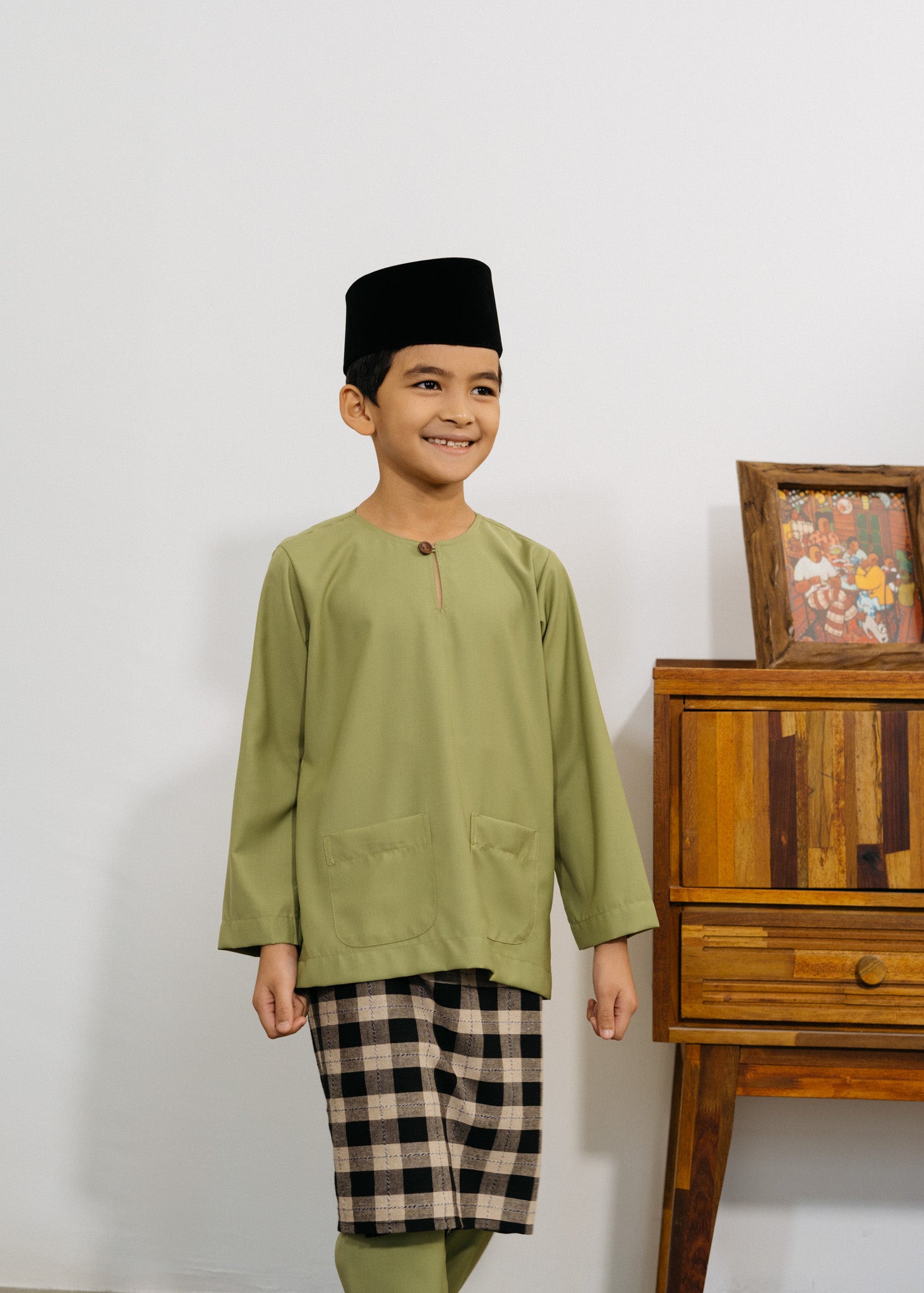 Patawali Boys Baju Melayu Teluk Belanga - Sage Green