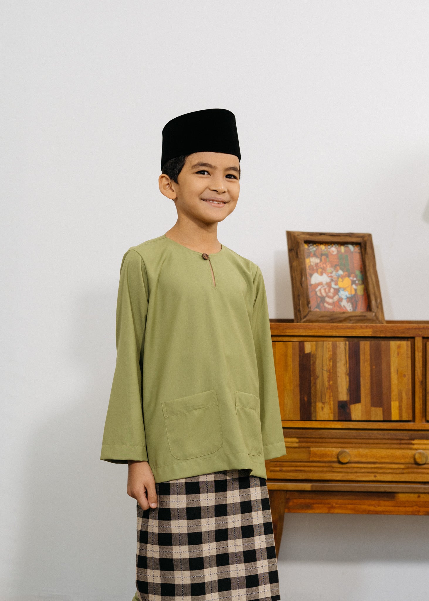 Patawali Boys Baju Melayu Teluk Belanga - Sage Green