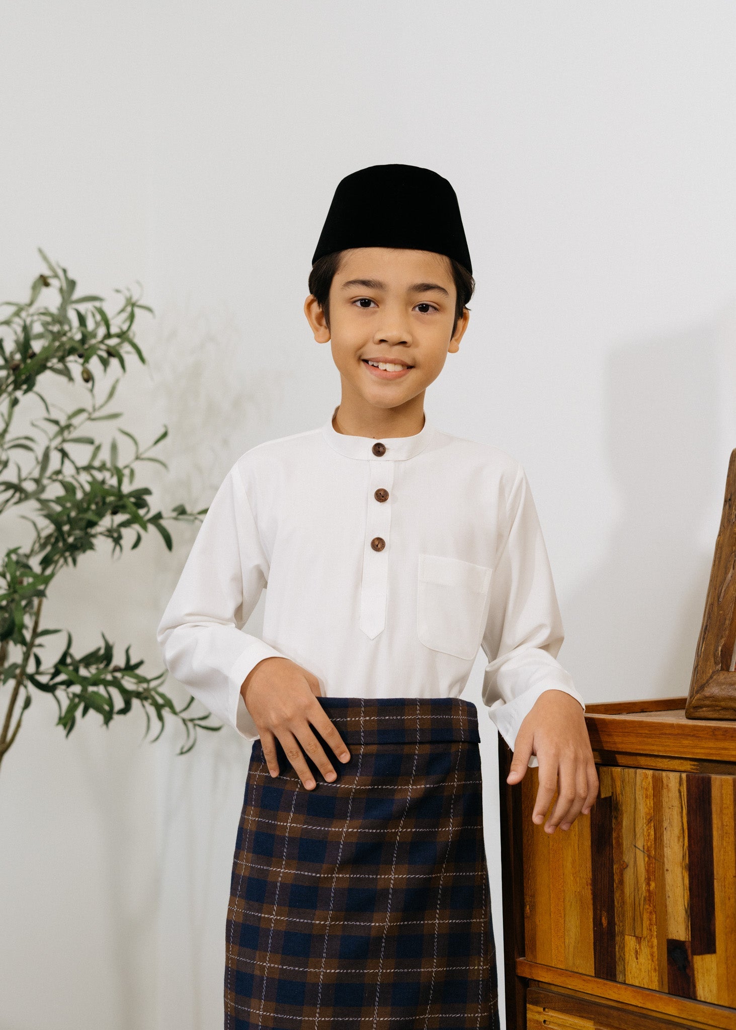 Patawali Boys Baju Melayu Cekak Musang - Blanc White