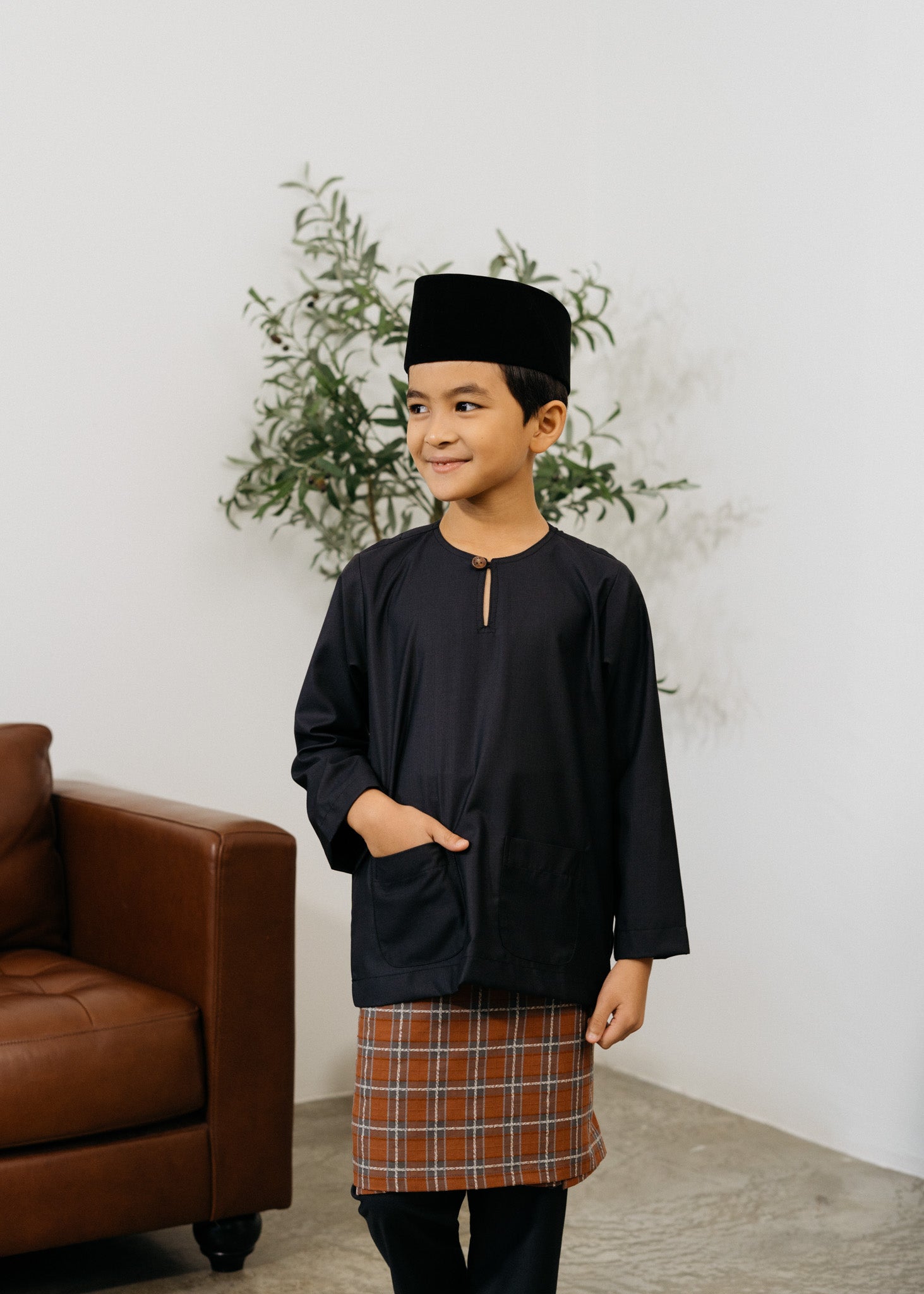 Patawali Boys Baju Melayu Teluk Belanga - True Black