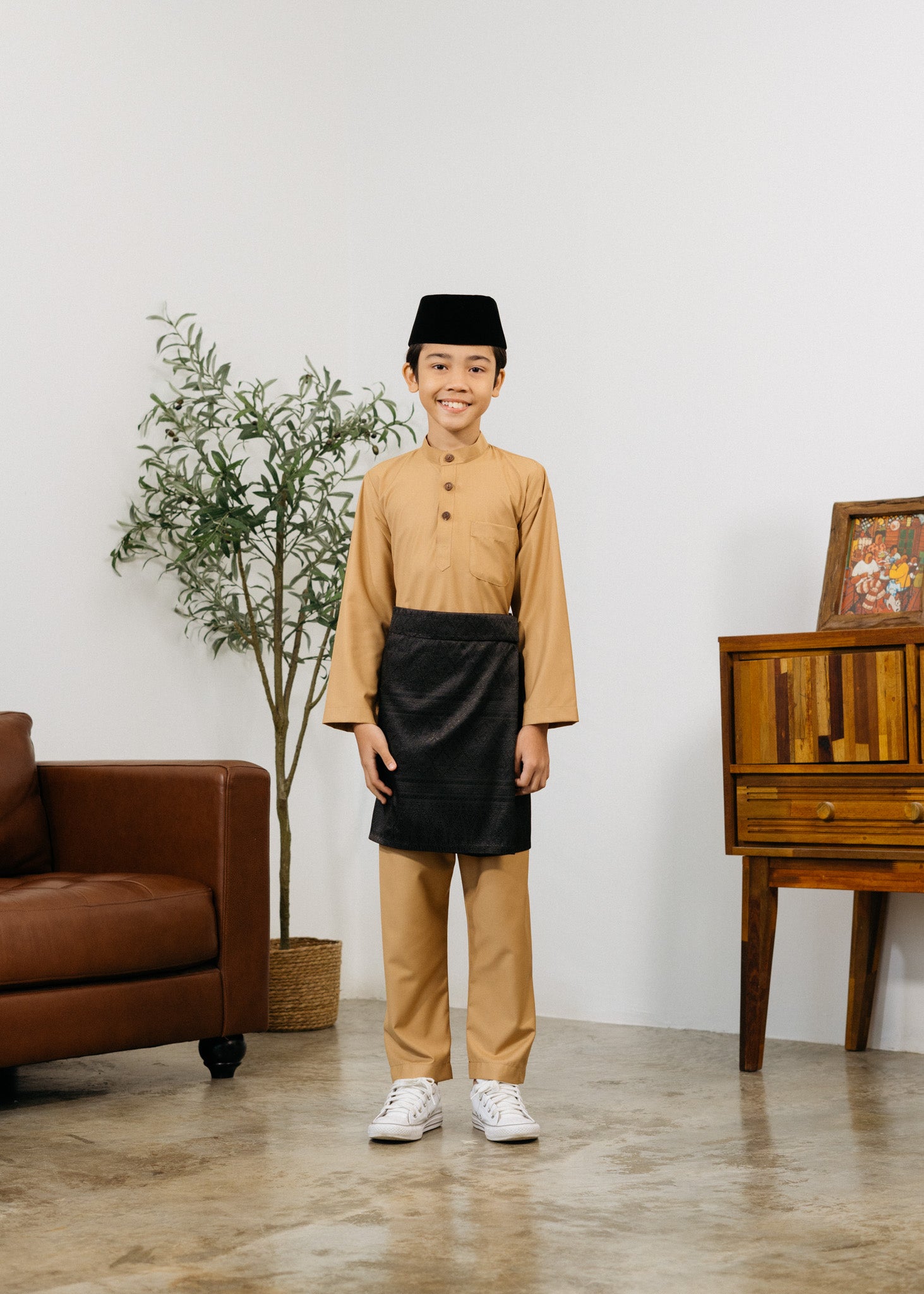 Patawali Boys Baju Melayu Cekak Musang - Tan Brown
