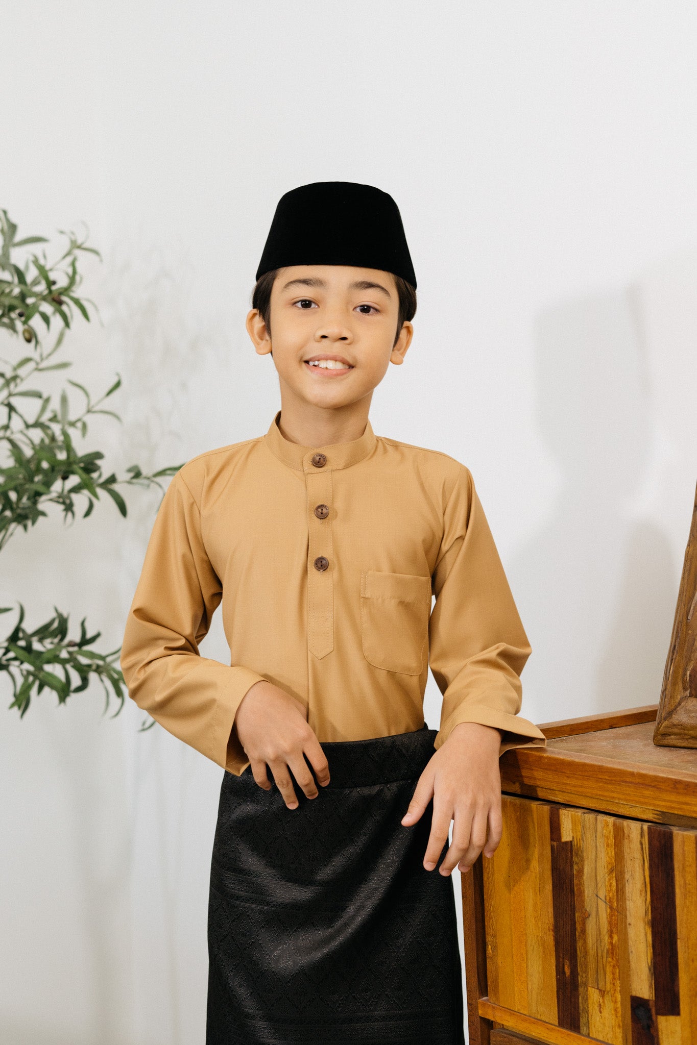 Patawali Boys Baju Melayu Cekak Musang - Tan Brown