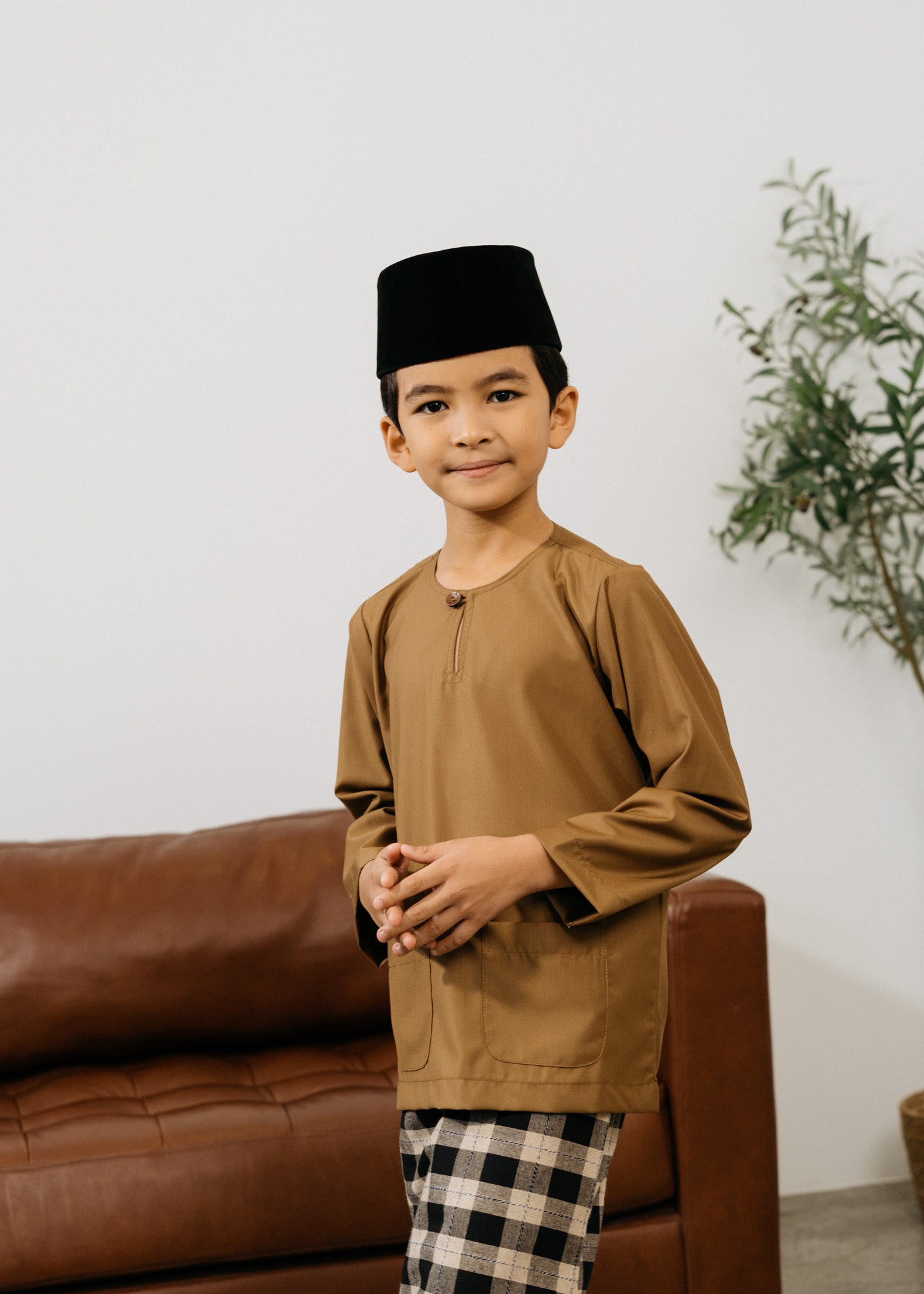 Patawali Boys Baju Melayu Teluk Belanga - Coffee Brown
