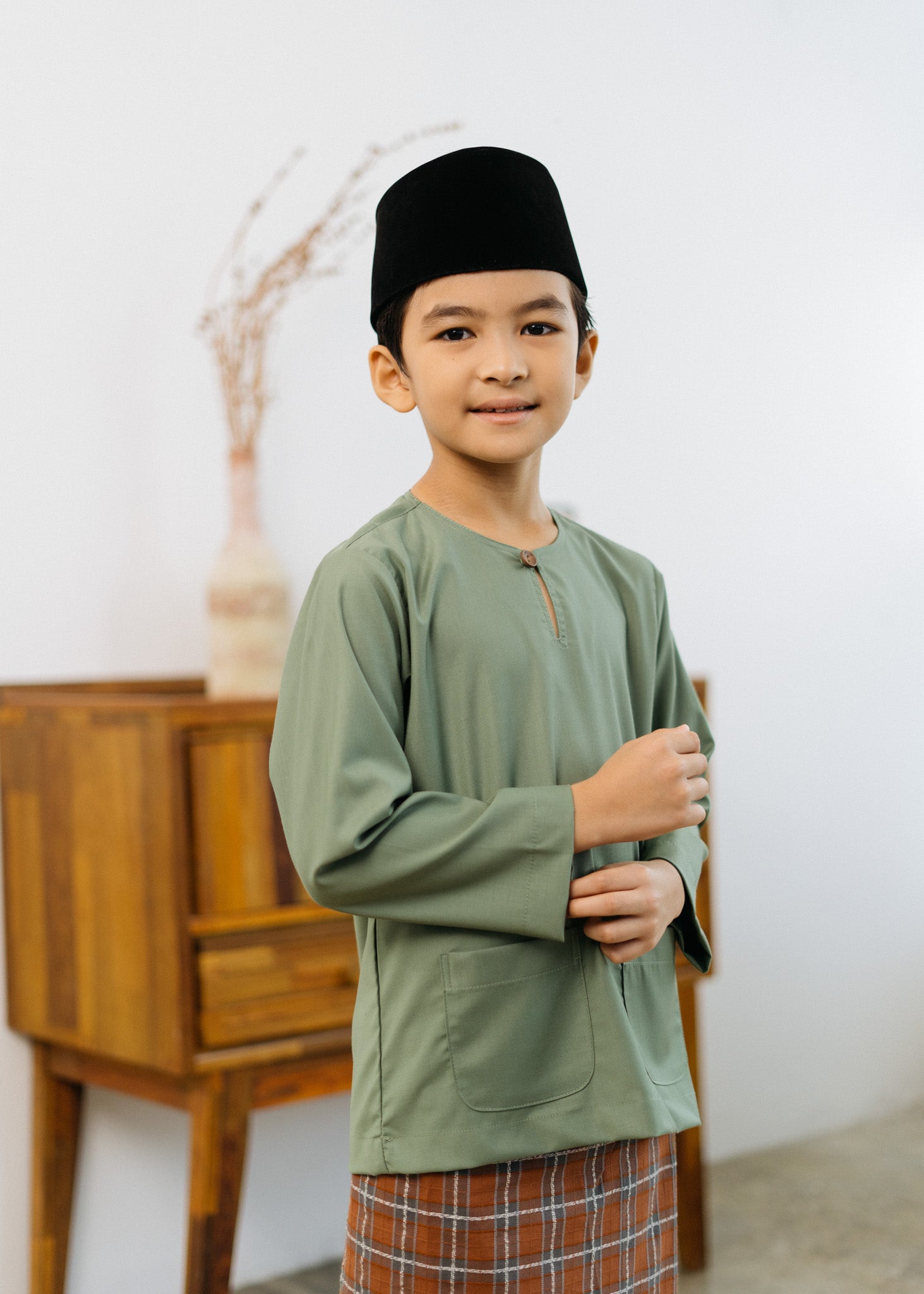 Patawali Boys Baju Melayu Teluk Belanga - Pickle Green