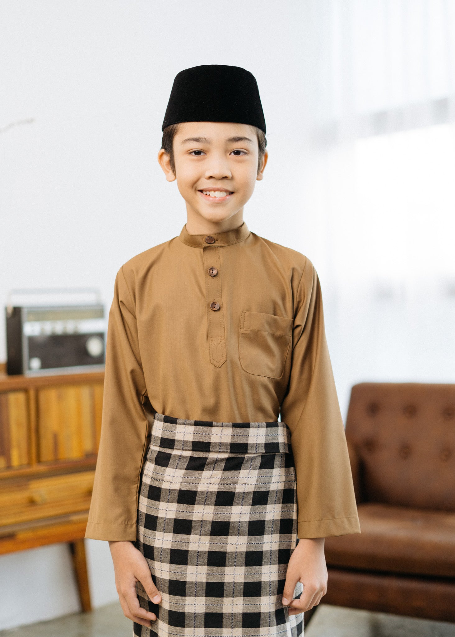 Patawali Boys Baju Melayu Cekak Musang - Coffee Brown