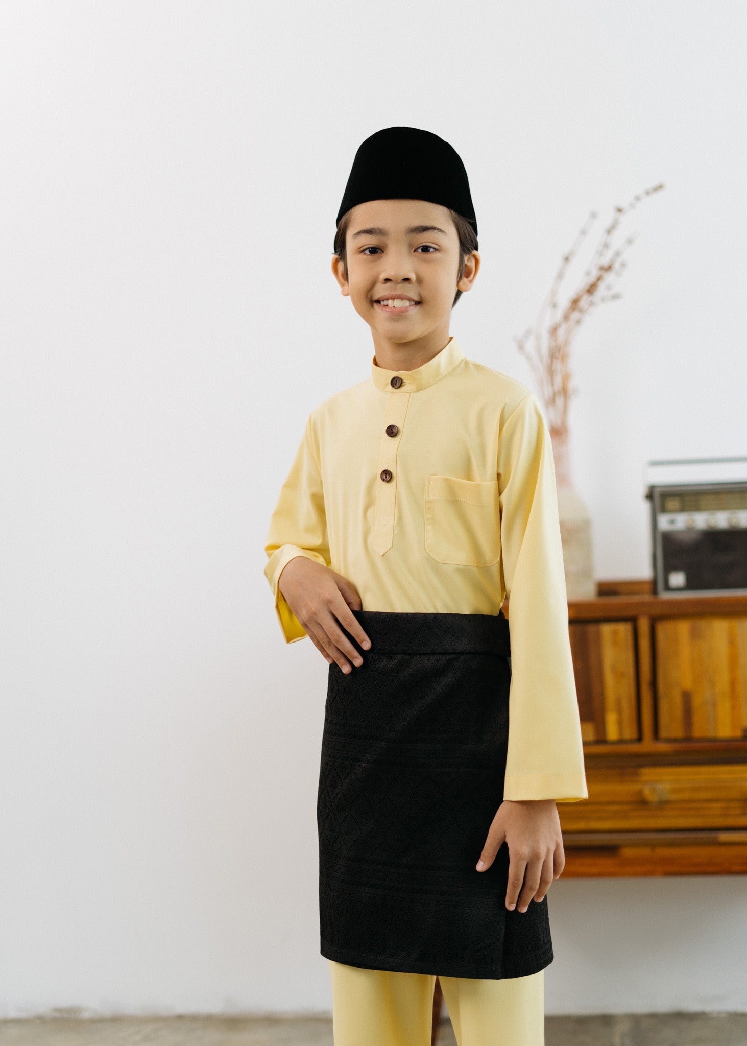Patawali Boys Baju Melayu Cekak Musang - Soft Yellow