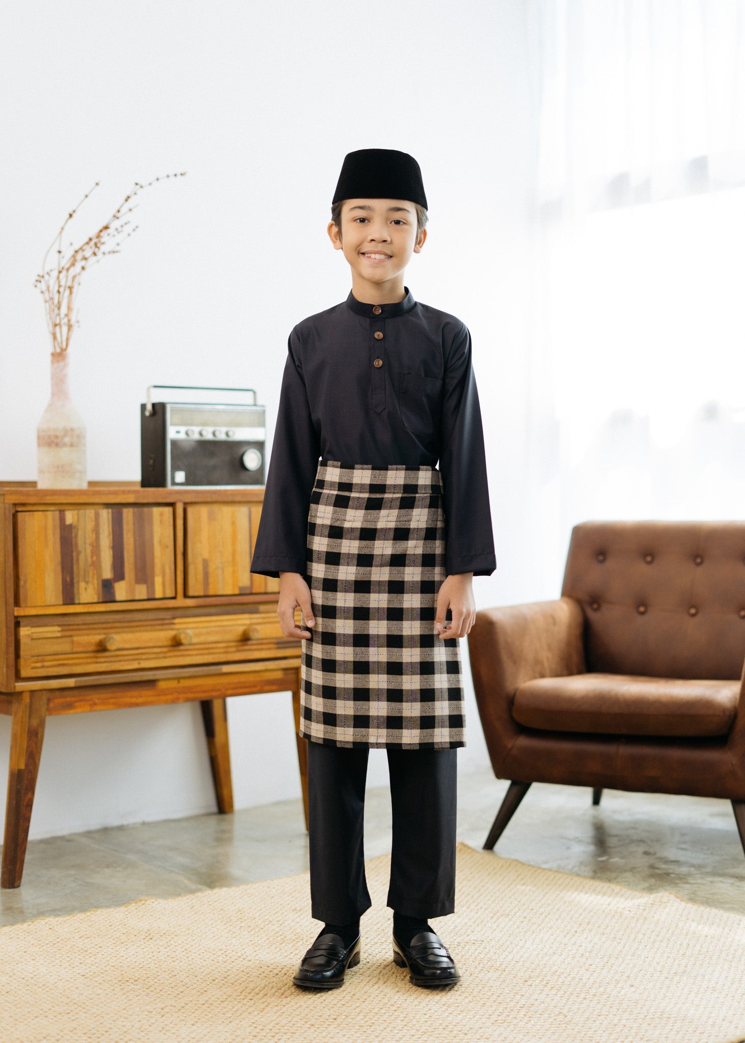 Patawali Boys Baju Melayu Cekak Musang - True Black