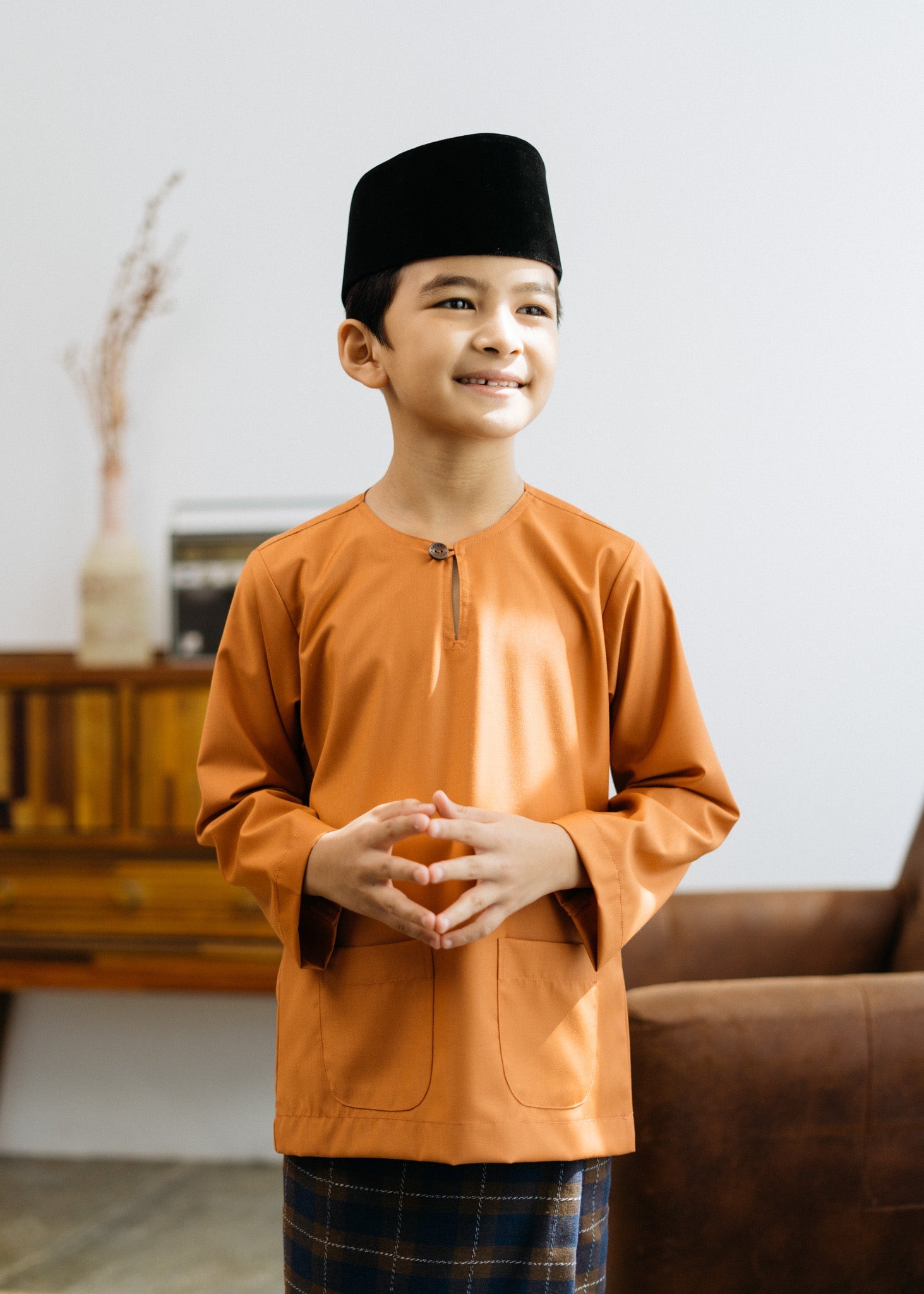 Patawali Boys Baju Melayu Teluk Belanga - Copper Brown