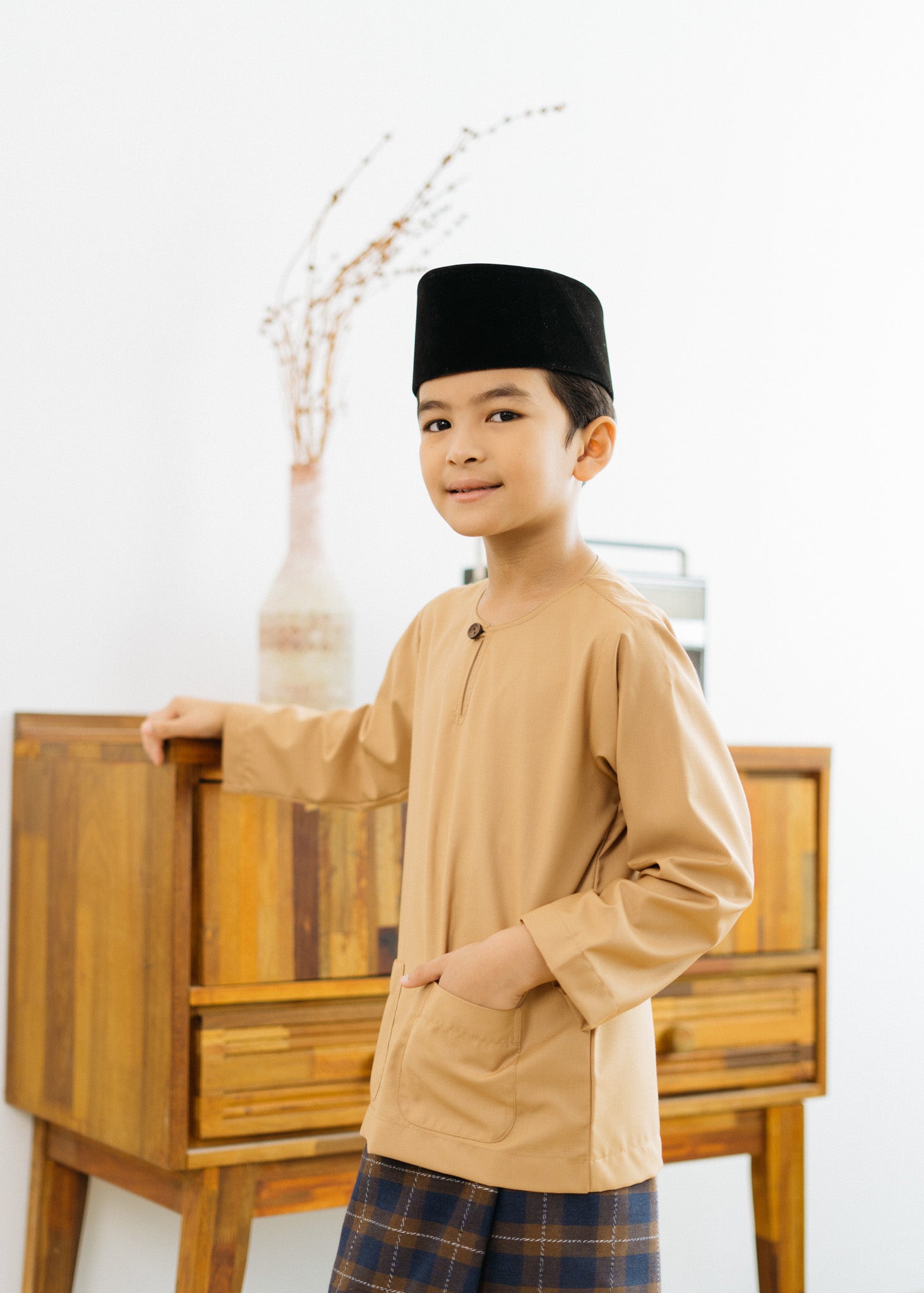 Patawali Boys Baju Melayu Teluk Belanga - Tan Brown