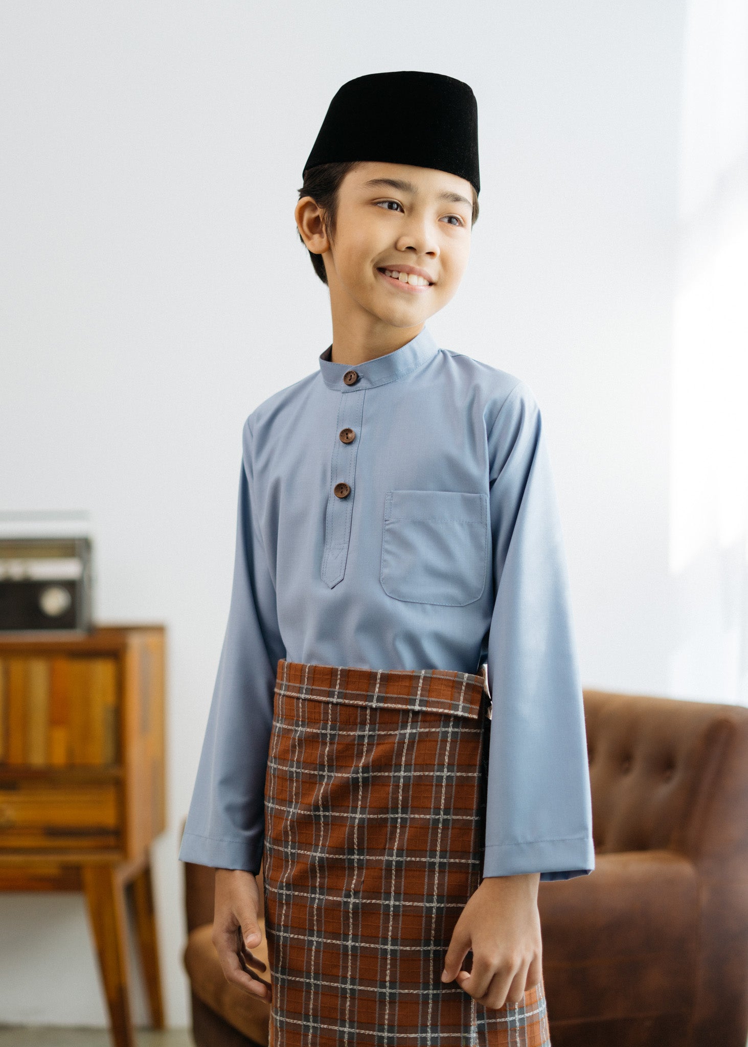Patawali Boys Baju Melayu Cekak Musang - Pewter Grey
