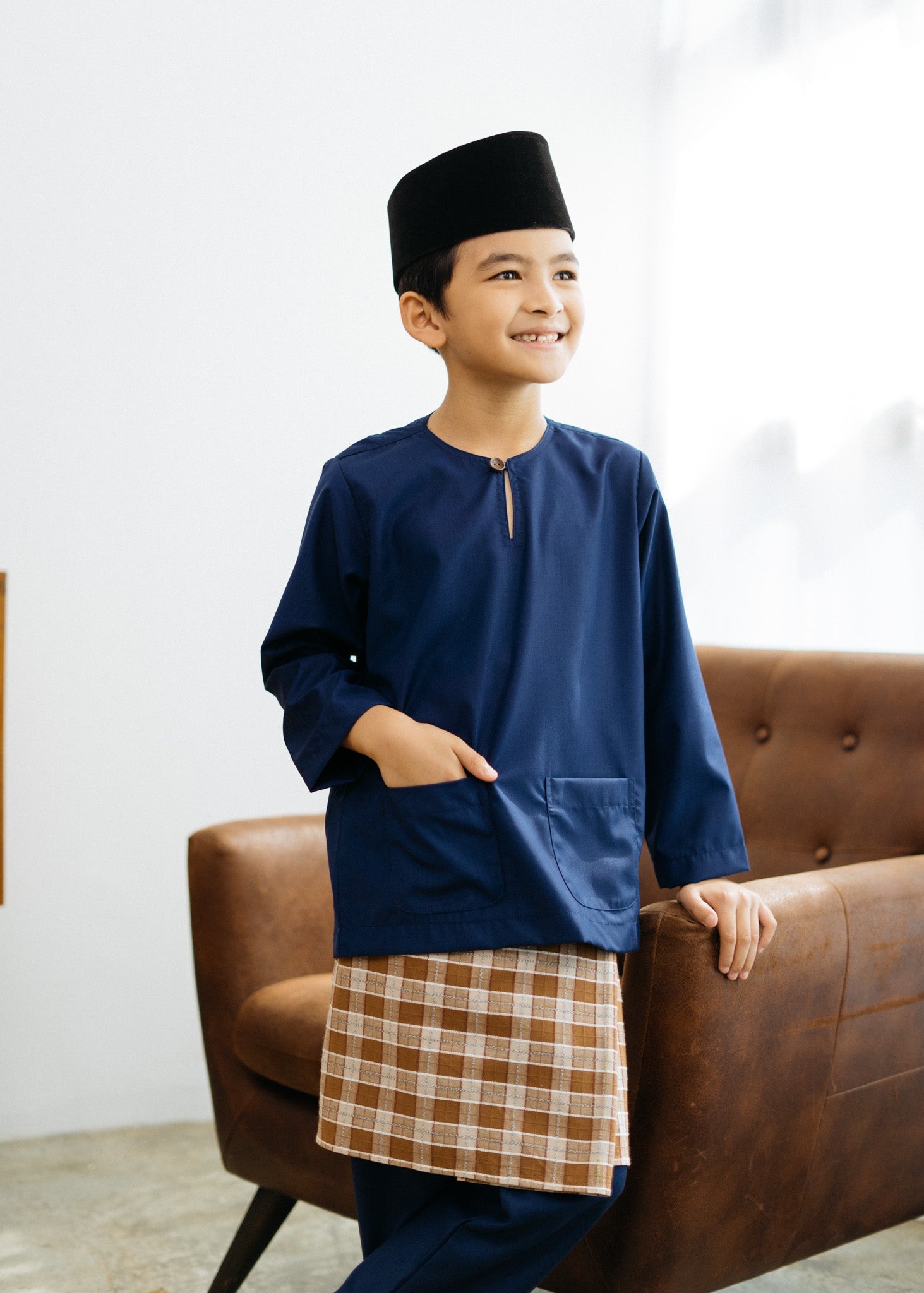 Patawali Boys Baju Melayu Teluk Belanga - Navy Blue