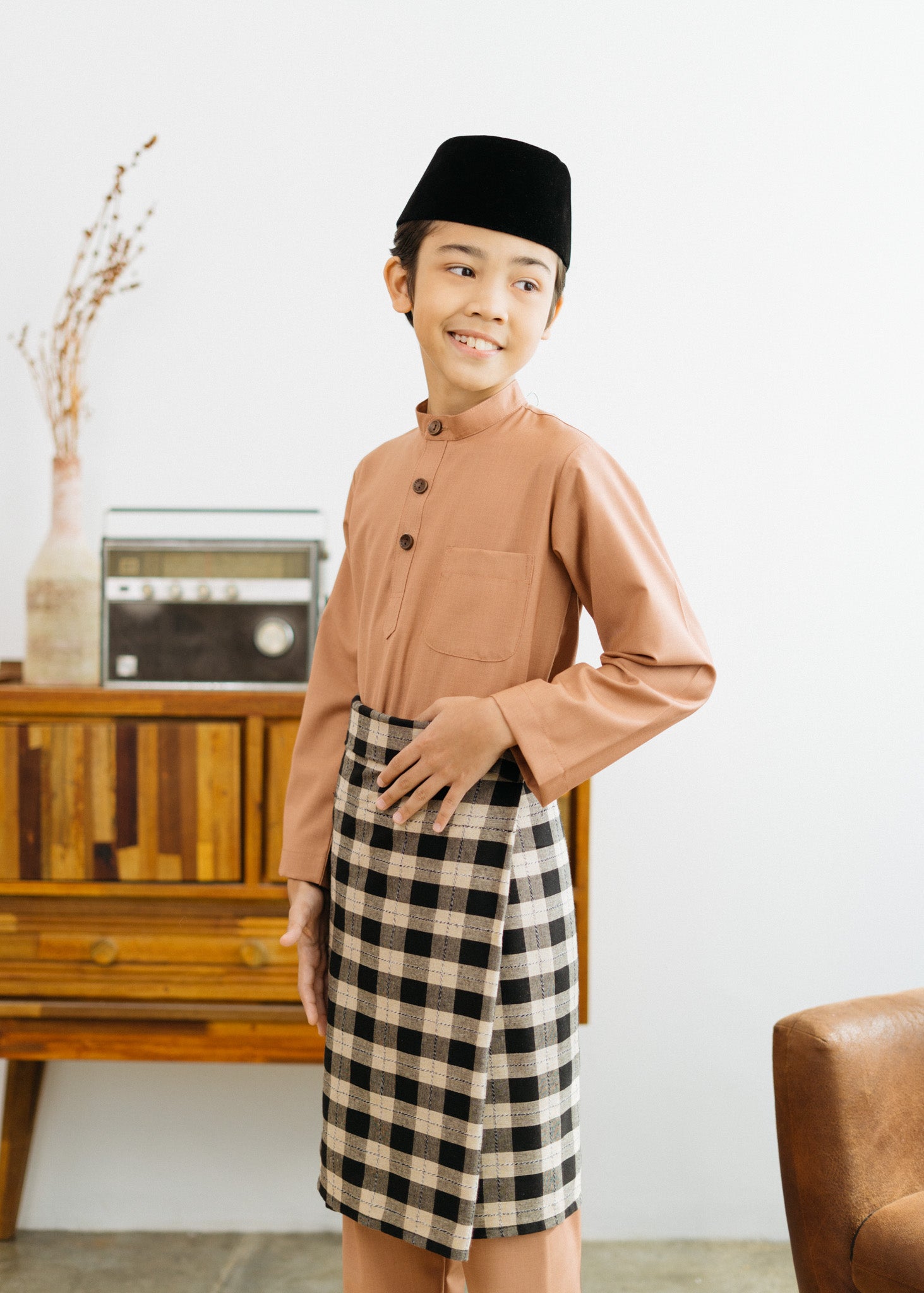 Patawali Boys Baju Melayu Cekak Musang - Almond Brown