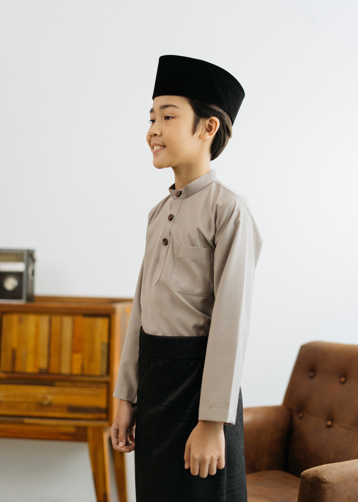 Patawali Boys Baju Melayu Cekak Musang - Coin Grey