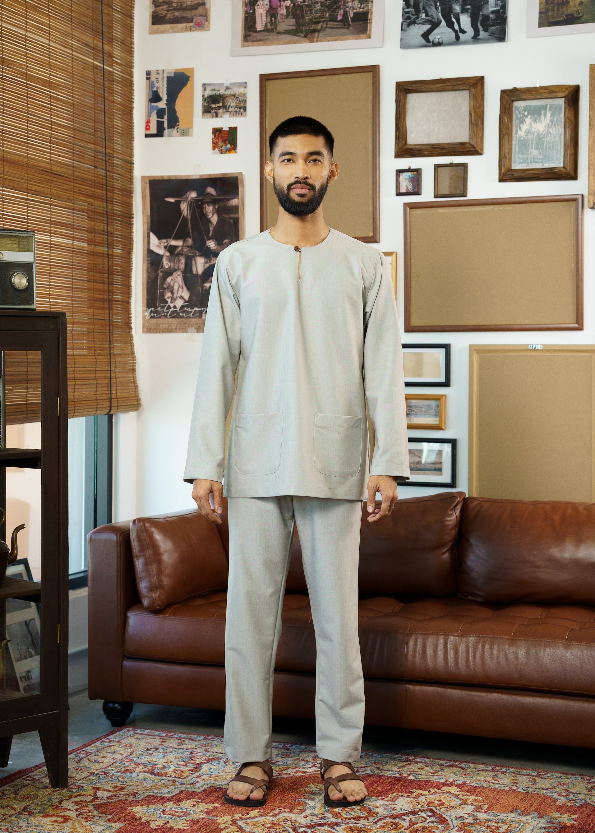 Gandarusa Baju Melayu Teluk Belanga - Ash Grey