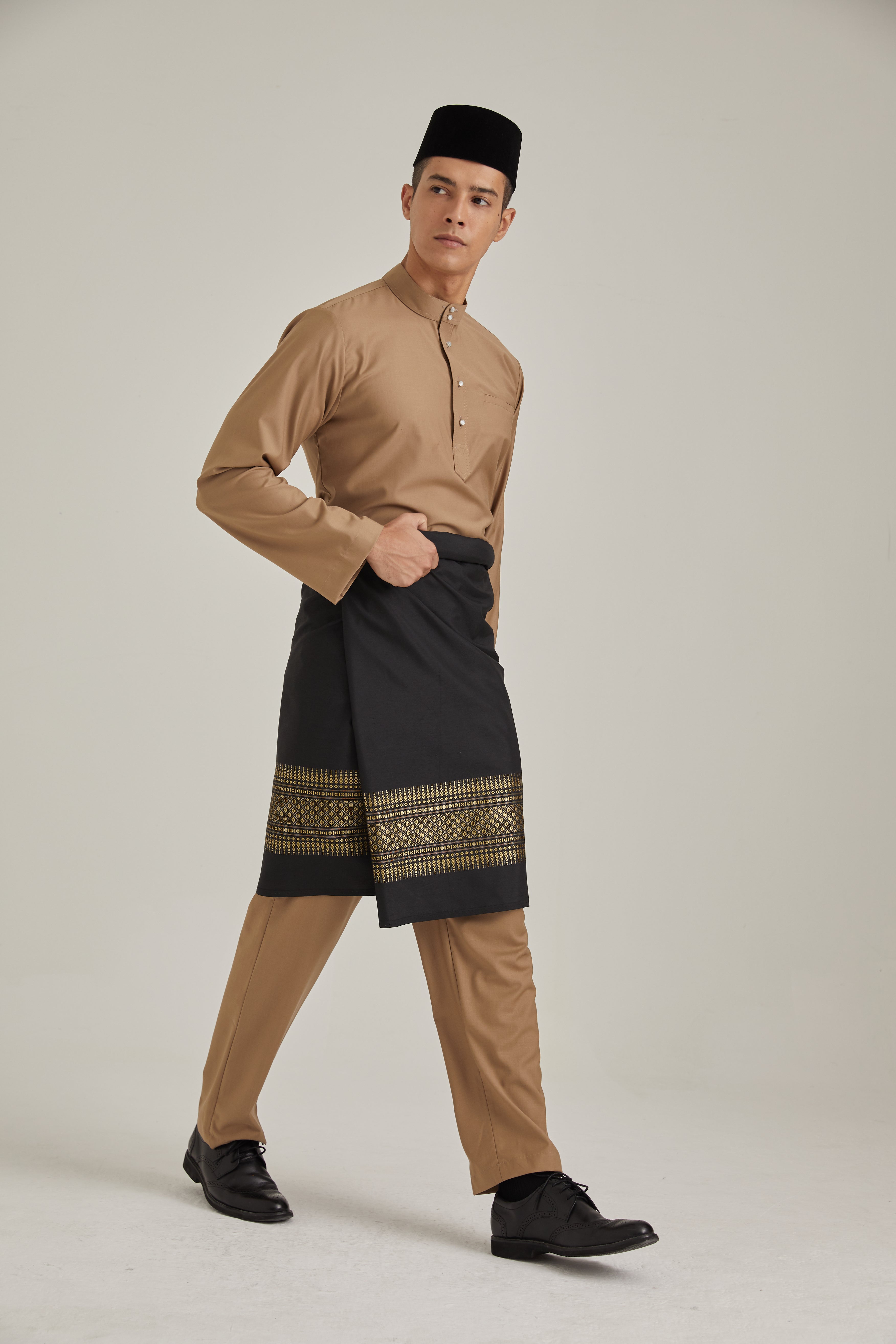 Patawali Baju Melayu Cekak Musang Mocha Brown