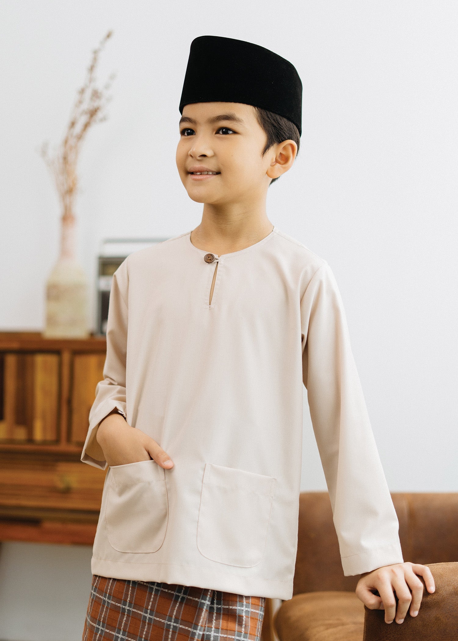 Patawali Boys Baju Melayu Teluk Belanga - Beige